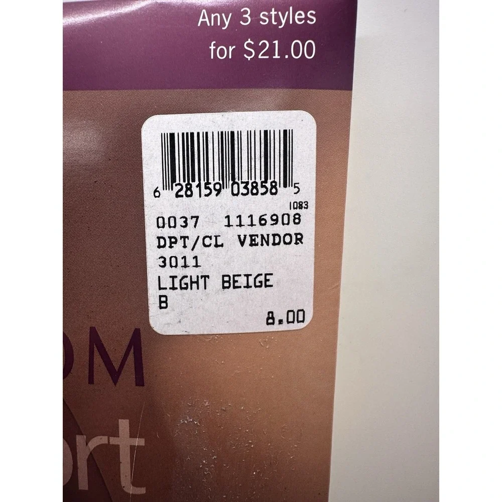 NIP Nordstrom Support Control‎ Top Pantyhose size B Light Beige 25 Denier Leg